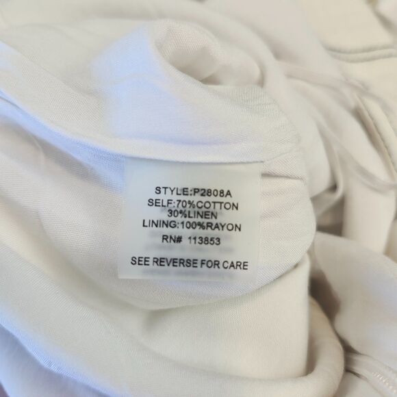 NWT Sugarlips White w/ Blue Stich Linen Blend Wide Leg Jumpsuit Size Large - Picture 7 of 11